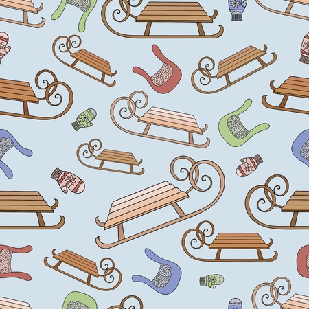 Sled Seamless pattern Vectorのイラスト素材