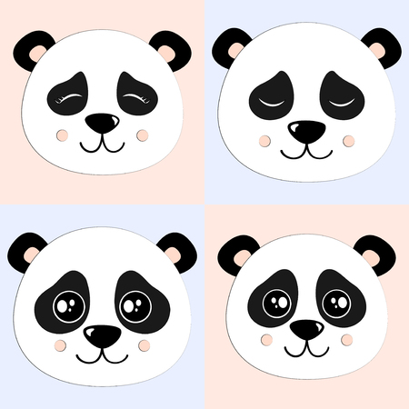 Panda Set Vector Illustrationのイラスト素材