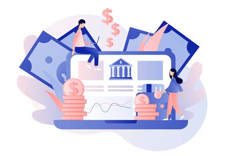 Online banking. Flat cartoon style Vectorのイラスト素材