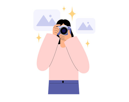Photography concept. Photography workshop, processing workshop, photo portfolio creation. Female...