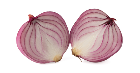Cut onion on white backgroundの写真素材