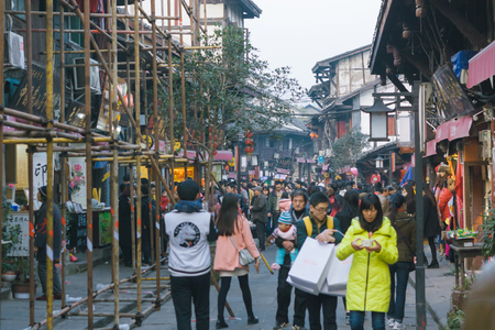 25,Dec, 2015,China,Chongqing : the famous travel attractions Ciqikou  city of ancient and historical shophousesのeditorial素材
