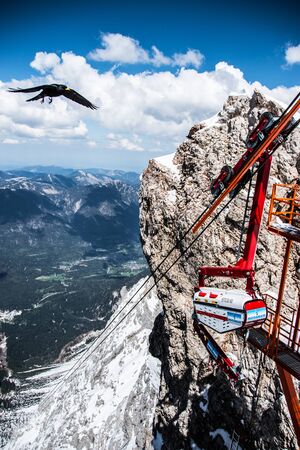 alp dole flying to the topの写真素材