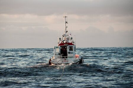 life saving vessel on the atlanticの写真素材