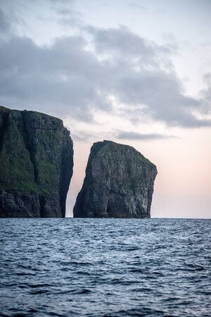 green cliffs falling to the oceanの写真素材