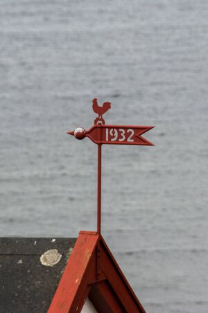 rooster showing the wind on the roof