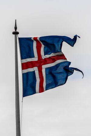 the iceland flag is waivingの写真素材