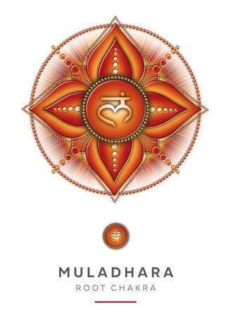 Chakra Symbols, Root Chakra - MULADHARA - Energy, Stability, Comfort, Safety - "I AM"の写真素材