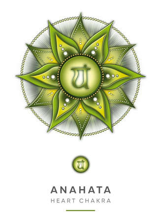 Chakra Symbols, Heart Chakra - ANAHATA - Acceptance, Love, Compassion, Sincerity - "I LOVE"の写真素材