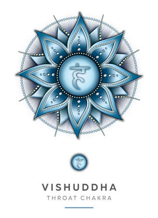 Chakra Symbols, Throat Chakra - VISHUDDHA - Communication, Expression, Creativity, Inspiration - "I TALK"の写真素材