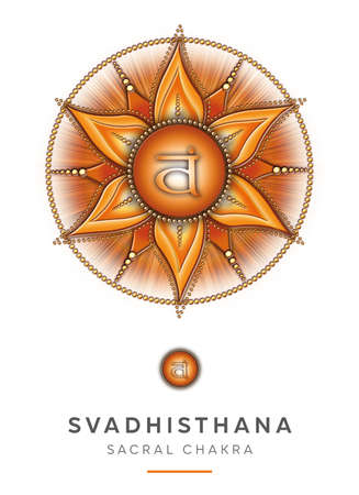 Chakra Symbols, Sacral Chakra - SVADHISTHANA - Sensuality, Sexuality, Pleasure, Sociability - "I FEEL"の写真素材