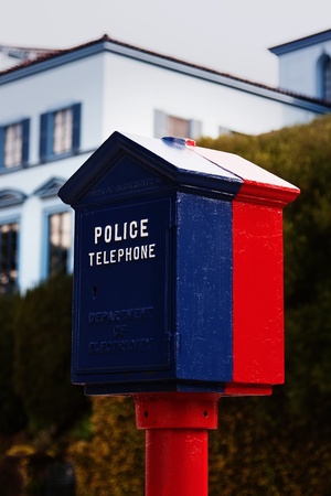 Police telephone on San Francisco streetの写真素材