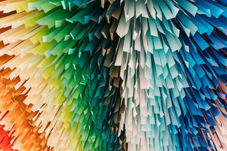 Bright colored paper forms an impressive backdrop, creating a warm atmosphere in an artistic...