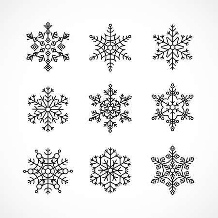 Set of simple snowflakes icons. Isolated on white background. For winter or Christmas designs.のイラスト素材