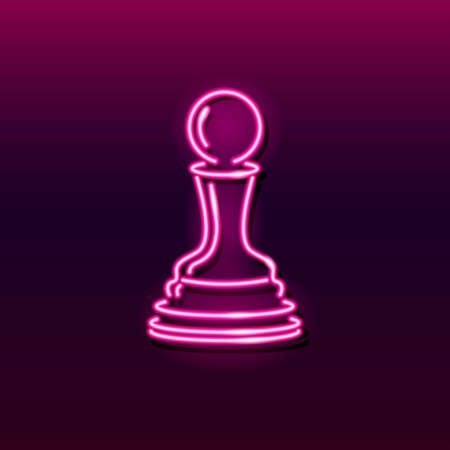 Neon icon of chess pawn on dark gradient background. Board game, strategy, competition concept.のイラスト素材