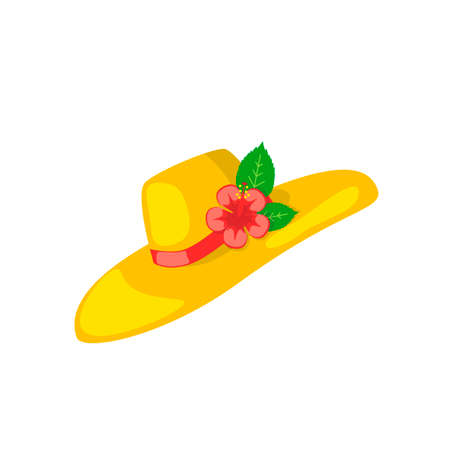 Beach hat vector icon isolated on white background. Simple flat style.   illustration.のイラスト素材