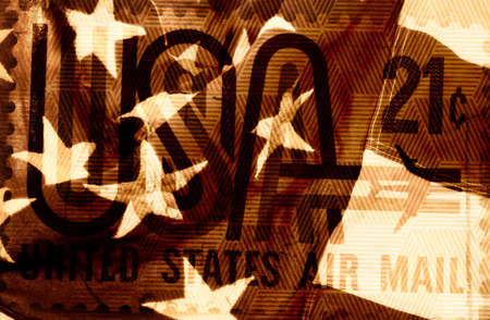 Grunge Style Background With Flag And USA Stampの写真素材