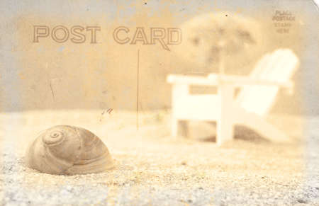 Vintage Grunge Style Postcard Background With Beachの写真素材