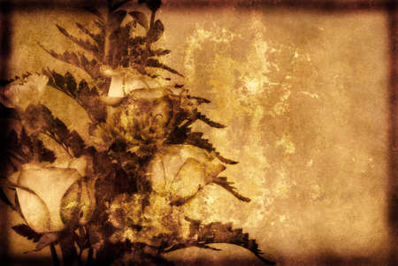 Vintage Grunge Style Background With Rosesの写真素材