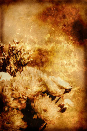 Vintage Grunge Style Background With Flowersの写真素材