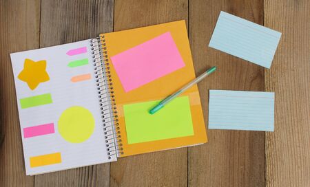 Notebook With Flags and Sticky Notes の写真素材