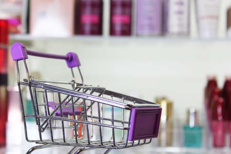 Blur Image Cosmetics Counter With Various Beauty Productsの写真素材