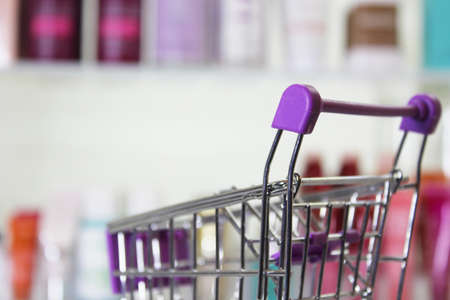 Blur Image Cosmetics Counter With Various Beauty Products