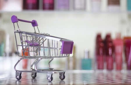 Blur Image Cosmetics Counter With Various Beauty Productsの写真素材