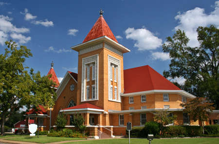 Small Rural Church With Blue Sky with Trees