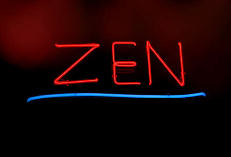 Vintage Neon Martial Arts Sign on Black Backgroundの写真素材