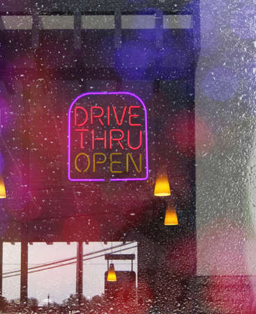 Neon Rainy Window Drive Thru Neon Sign