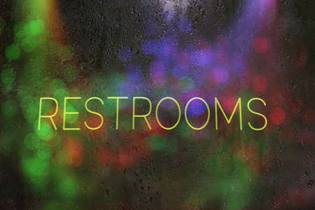 Neon Rainy Window Restroom Sign