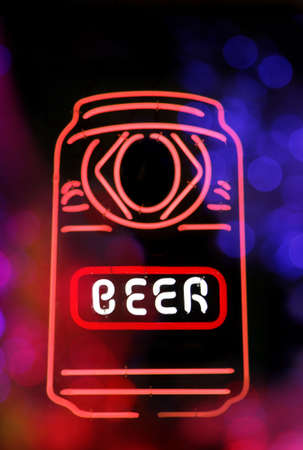 Red Neon Beer Can Sign