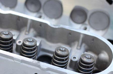Eight Cylinder Engine Head With Valve Springs For Vintage Automobileの写真素材