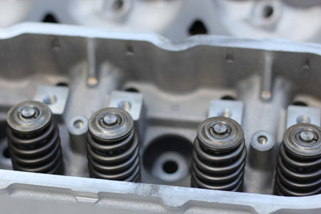 Eight Cylinder Engine Head With Valve Springs For Vintage Automobileの写真素材