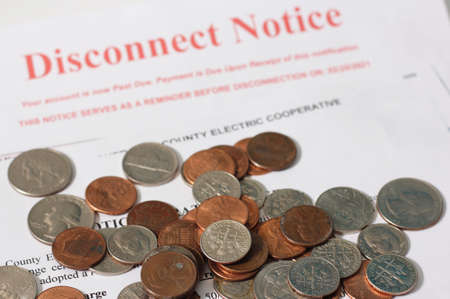 Disconnect Notice From a Rural Texas Electric Cooperative Association and Notice of Rate Increase Sent During 2021 Winter Storm Disconnect Date of Feb. 25, 2021の写真素材