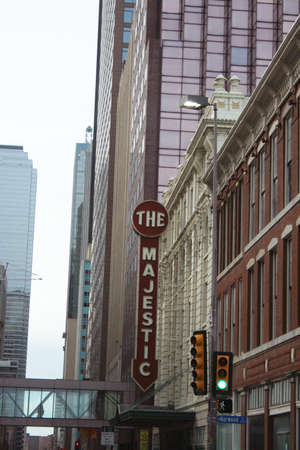 Dallas, TX - Historic Majestic Theater Sign located in downtown Dallas Txのeditorial素材