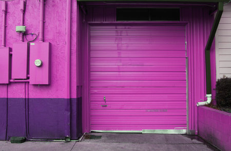 Garage Door on Warehouse and Regular Doorの写真素材