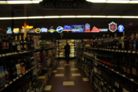Blur Background Inside Beer, Liquor and Wine Storeの写真素材