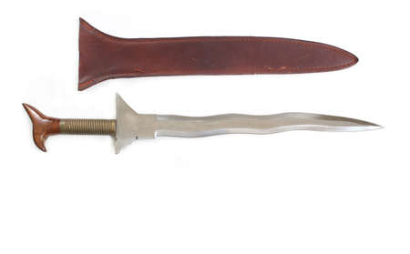 Filipino Fighting Sword and Sheath Isolated on White Background