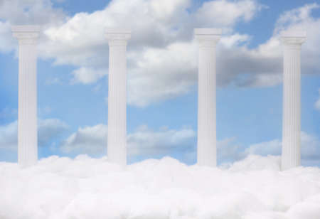 Columns and Clouds With Blue Sky Hevenly Sceneの写真素材