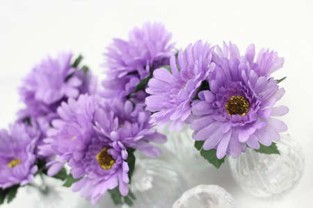 Floral Table Decorations at Small Rural Wedding Eventの写真素材