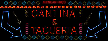 Cantina and Taqueria Spanish Bar and Taco Restaurant Neon Sign Photo Composite