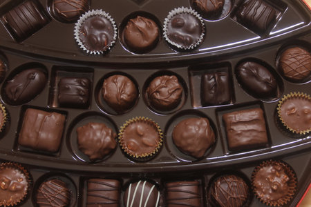 Box of Assorted Chocolate Candies For Gift Closeup
