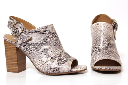 Snake Skin Print Wedge High Heel Shoes on White