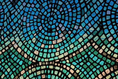 Closeup of Antique Stained Glass Windowの写真素材