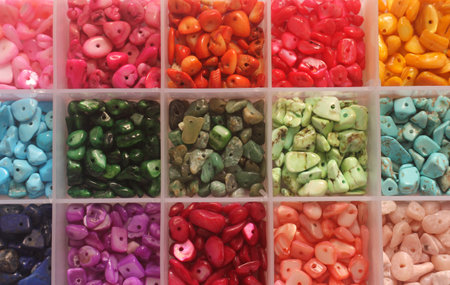 Box of Assorted Colorful Gemstone Beads for Jewelry Making Natural Stoneの写真素材