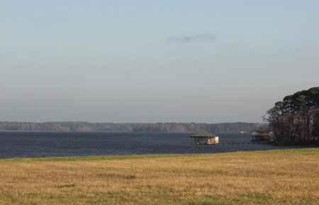 Sunny Morning On Lake Palestine in Rural East TXの写真素材