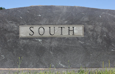 Old Headstone in Cemetery With Word Southの写真素材