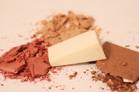 Crumbled Cosmetics Bronzer Blush and Foundation Closeupの写真素材